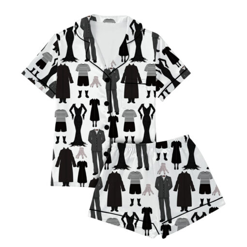 Wednesday Movie Satin Pajamas Set For Women - Image 3