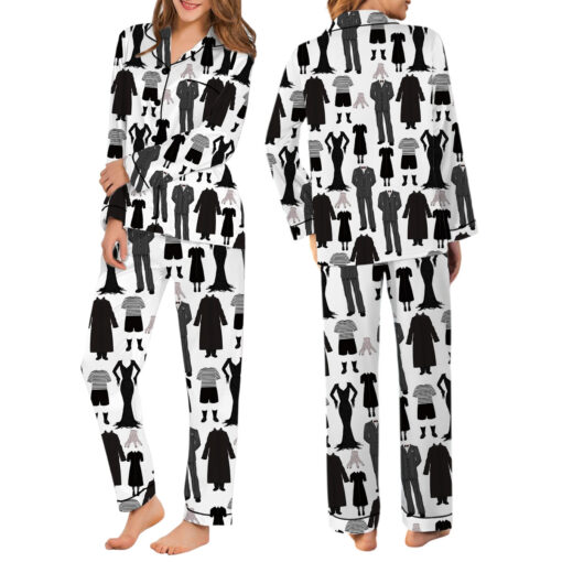 Wednesday Movie Satin Pajamas Set For Women - Image 7