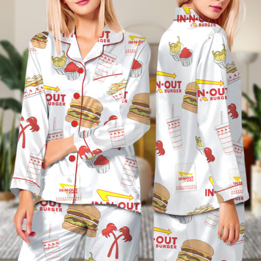 Burger Fast Food Satin Pajamas Set - Image 7
