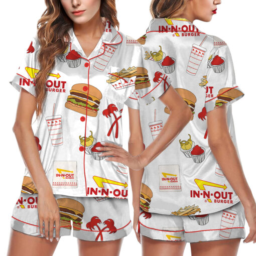 Burger Fast Food Satin Pajamas Set