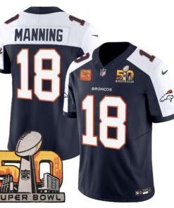 Peyton Manning Denver Broncos Super Bowl 50 Patch Vapor Jersey - All Stitched