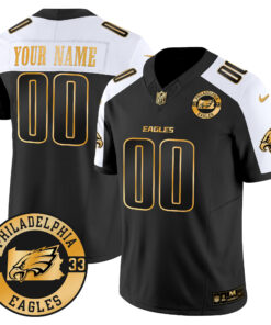 Philadelphia Eagles 2024 Gold Vapor Limited Custom Jersey - Est. 1933 Patch - All Stitched