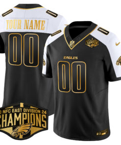 Philadelphia Eagles 2024 NFC East Division Champions Gold Vapor Limited Custom Jersey - All Stitched