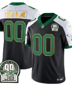 Philadelphia Eagles Jerome Brown Patch Kelly Green Gold Trim Custom Jersey - All Stitched