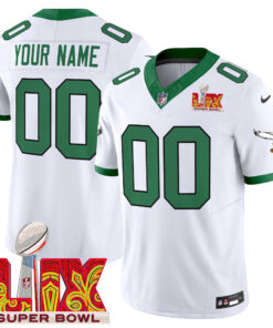 Philadelphia Eagles Kelly Green Super Bowl LIX Patch Vapor Limited Custom Jersey - All Stitched