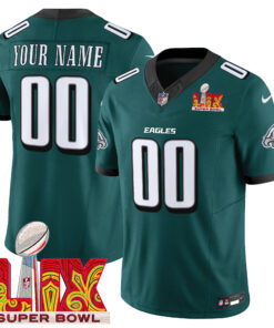 Philadelphia Eagles Super Bowl LIX Patch Vapor Limited Custom Jersey - All Stitched