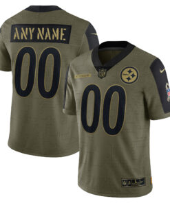Pittsburgh Steelers 2021 Salute To Service Limited Custom Jersey - Olive - All Stitched