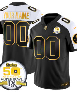 Pittsburgh Steelers 50th Anniversary of Super Bowl IX Patch Gold Vapor Limited Custom Jersey - All Stitched