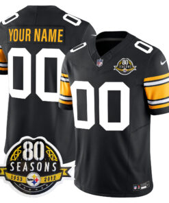 Pittsburgh Steelers 80th Anniversary Patch Vapor Limited Custom Jersey - All Stitched