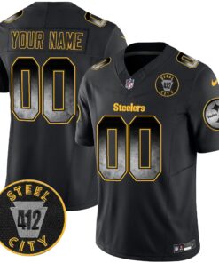 Pittsburgh Steelers Arch Smoke 412 Patch Vapor Limited Custom Jersey - All Stitched