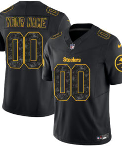 Pittsburgh Steelers Grunge Vapor Limited Custom Jersey - All Stitched