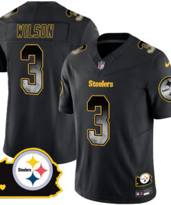 Russell Wilson Pittsburgh Steelers Arch Smoke Home Patch Vapor Jersey - All Stitched