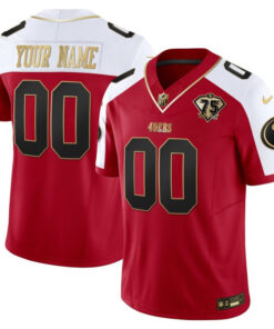San Francisco 49ers Throwback Vapor Limited Custom Jersey – 75th Anniversary Patch