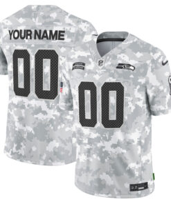 Seattle Seahawks 2024 Salute to Service Vapor Limited Custom Jersey - Arctic Camo - All Stitched