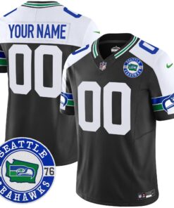 Seattle Seahawks Throwback Est. 1976 Patch Vapor Limited Custom Jersey - All Stitched