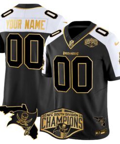 Tampa Bay Buccaneers 2024 NFC South Division Champions Patch Gold Vapor Limited Custom Jersey - All Stitched
