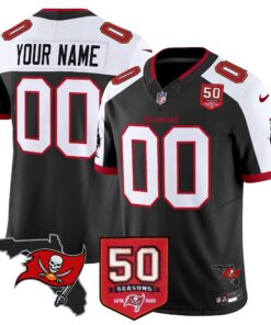 Tampa Bay Buccaneers 50th Season Patch Vapor Limited Custom Jersey - All Stitched