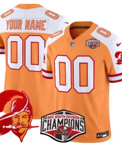 Tampa Bay Buccaneers Creamsicle 2024 NFC South Division Champions Patch Vapor Limited Custom Jersey - All Stitched