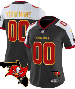 Tampa Bay Buccaneers Florida Patch Gold Trim Vapor Custom Jersey - All Stitched