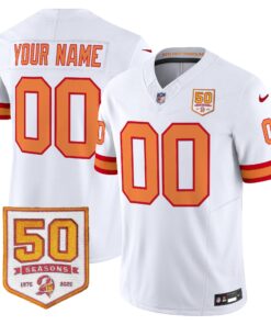 Tampa Bay Buccaneers Throwback 50th Season Patch Vapor Limited Custom Jersey - All Stitched