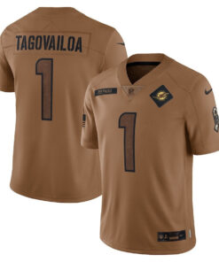 Tua Tagovailoa Miami Dolphins Salute To Service Limited Jersey - Brown - All Stitched