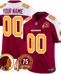 Washington Commanders 75th Patch Throwback Vapor Limited Custom Jersey - All Stitched