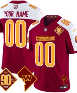 Washington Commanders 90th Anniversary & Home Patch Vapor Limited Custom Jersey - All Stitched