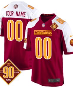 Washington Commanders 90th Anniversary Patch Game Custom Jersey - All Stitched