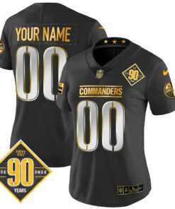 Washington Commanders 90th Anniversary Patch Gold Vapor Custom Jersey - All Stitched