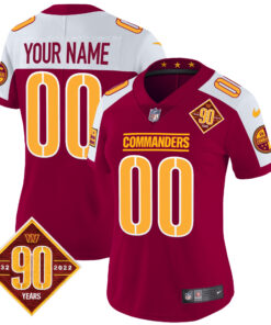 Washington Commanders 90th Anniversary Patch Vapor Custom Jersey - All Stitched