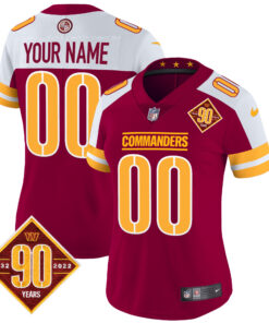 Washington Commanders 90th Anniversary Patch Vapor Custom Jersey V2 - All Stitched