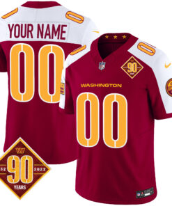 Washington Commanders 90th Anniversary Patch Vapor Custom Jersey V3 - All Stitched