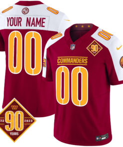Washington Commanders 90th Anniversary Patch Vapor Limited Custom Jersey - All Stitched