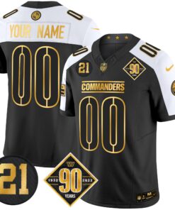 Washington Commanders 90th & Sean Taylor Patch Gold Vapor Limited Custom Jersey - All Stitched