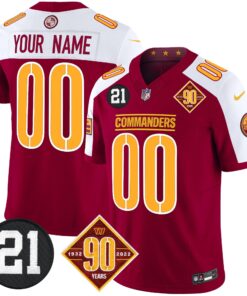 Washington Commanders 90th & Sean Taylor Patch Vapor Limited Custom Jersey - All Stitched