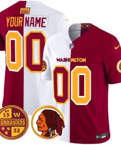 Washington Half Washington Redskins & Washington Commanders Vapor Limited Custom Jersey - All Stitched