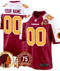 Washington Redskins 75th Patch Throwback Game Custom Jersey - All Stitched