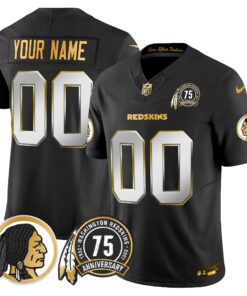 Washington Redskins 75th Patch Throwback Gold Vapor Limited Custom Jersey - All Stitched