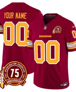 Washington Redskins 75th Patch Vapor Limited Custom Jersey - All Stitched