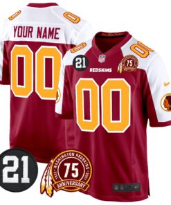 Washington Redskins 75th & Sean Taylor Patch Game Custom Jersey - All Stitched