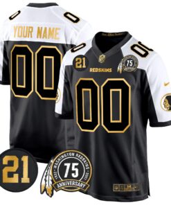 Washington Redskins 75th & Sean Taylor Patch Gold Game Custom Jersey - All Stitched