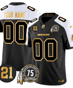 Washington Redskins 75th & Sean Taylor Patch Gold Vapor Limited Custom Jersey - All Stitched