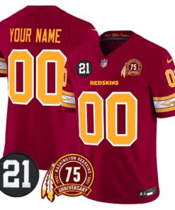 Washington Redskins 75th & Sean Taylor Patch Vapor Limited Custom Jersey V2 - All Stitched