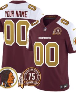 Washington Redskins Throwback 75th Patch Vapor Limited Custom Jersey - All Stitched
