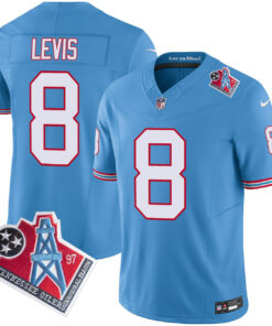 Will Levis Tennessee Titans Oilers Throwback Light Blue Jersey - All Stitched