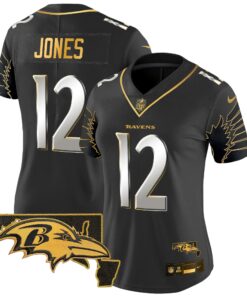 Women's Baltimore Ravens Maryland Patch Gold Vapor Limited Jersey V2 - All Stitched