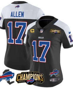Women's Buffalo Bills 2023 AFC East Champions Patch Gold Vapor Jersey V2 - All Stitched