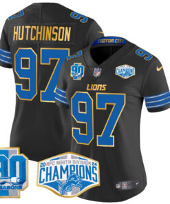Women's Detroit Lions 2024 NFC North Division Champions Patch Gold Trim Vapor Limited Jersey - All Stitched