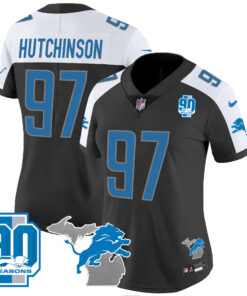Women's Detroit Lions 90th Year & Michigan Patch Vapor Jersey - All Stitched
