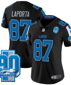 Women's Detroit Lions 90th Year Patch Vapor Limited Jersey - All Stitched